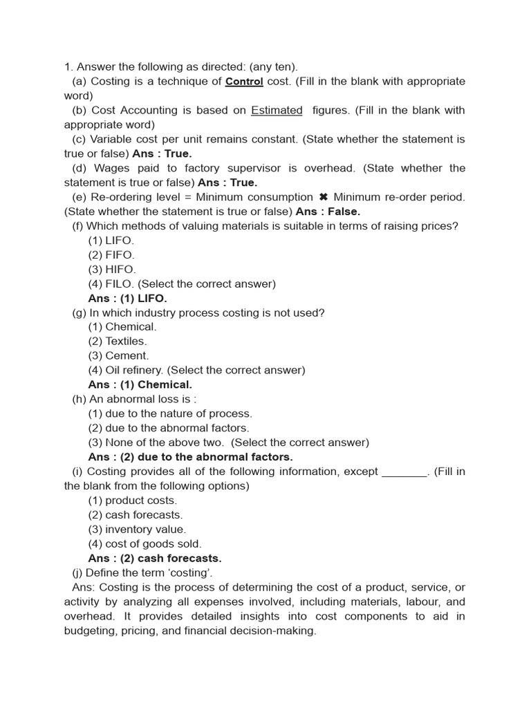 2022 Cost Accounting Exam Questions | PDF | Overtime | Inventory