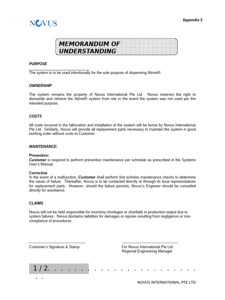 Appendix 2 MOU | PDF | Technology & Engineering