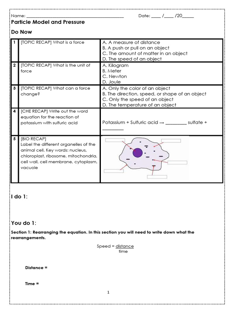 Year 8 20241114 Calculating Speed Rearranging | PDF | Speed | Cell ...