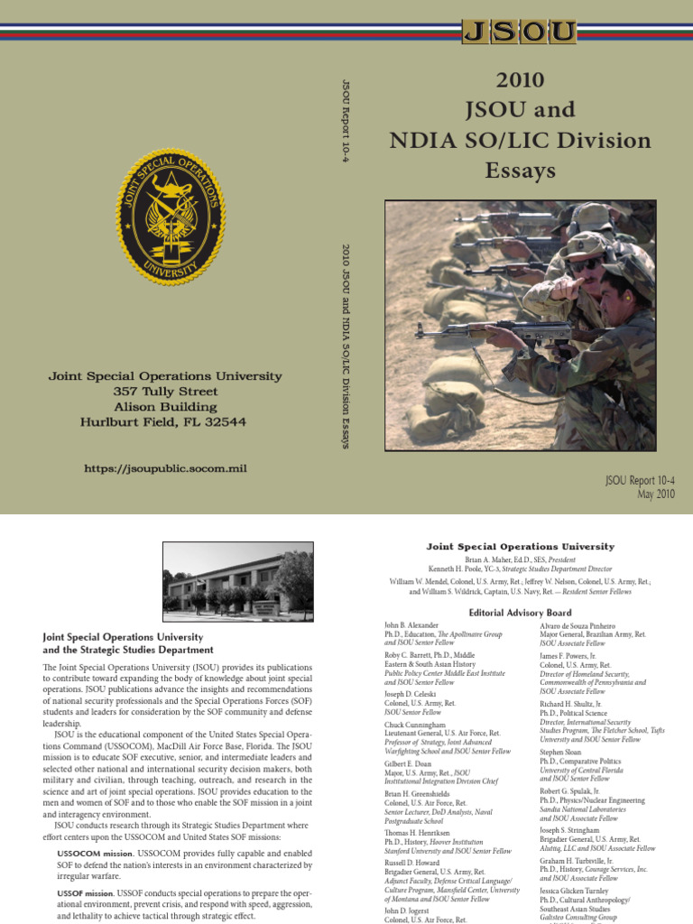 2010 JSOU and NDIA SO/LIC Division Essays | PDF | Taliban | Democracy