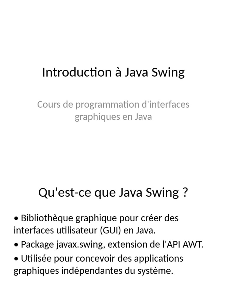 Introduction à Java Swing et ses composants | PDF