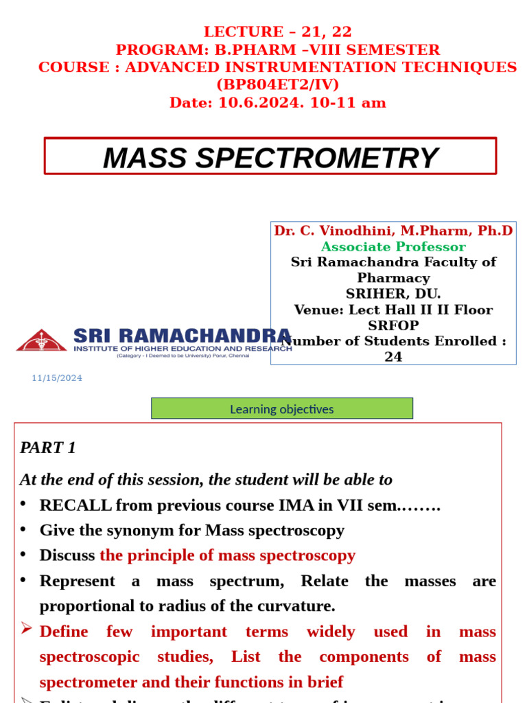 Mass Spectrometry Techniques Overview | PDF | Mass Spectrometry ...