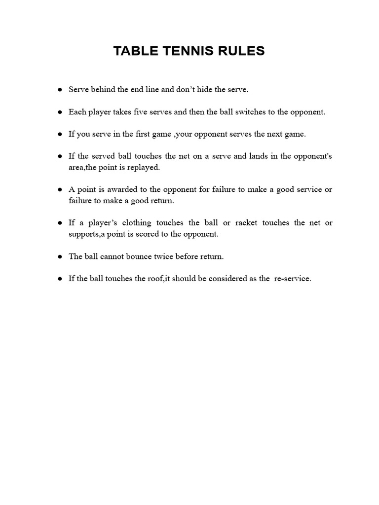 Table Tennis Serving Rules Guide | PDF