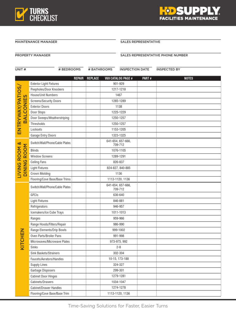 Property Turns Checklist | PDF | Door | Home