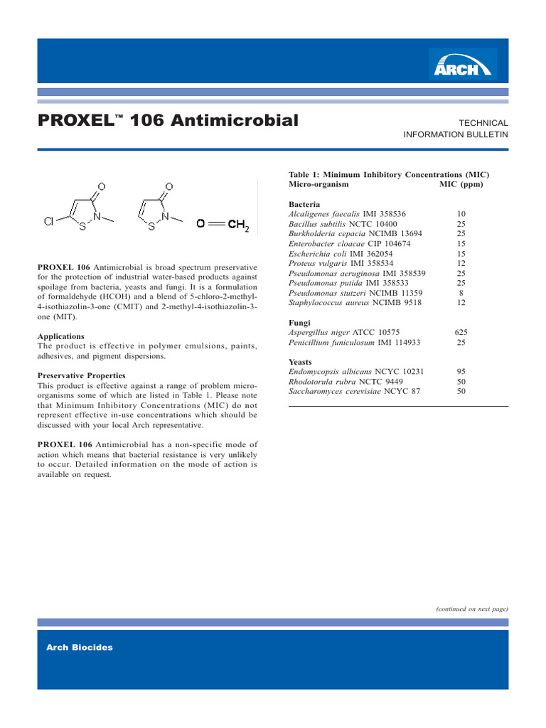 Proxel 106 | PDF | Antimicrobial | Pseudomonas