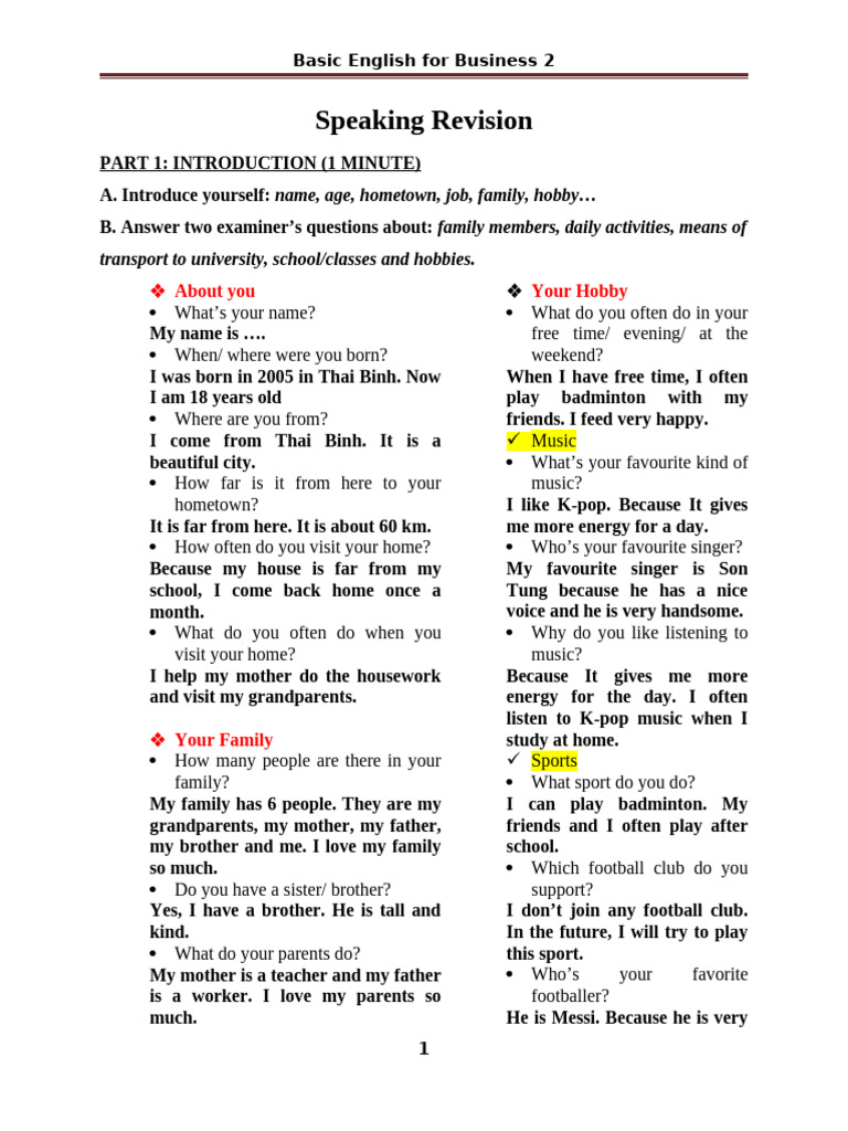 Basic English Business Speaking Guide | PDF | Language Arts & Discipline