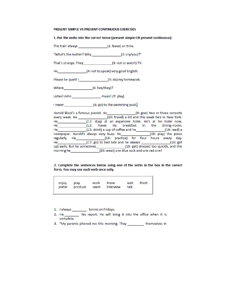 Present Continuous Exercise 2 | PDF