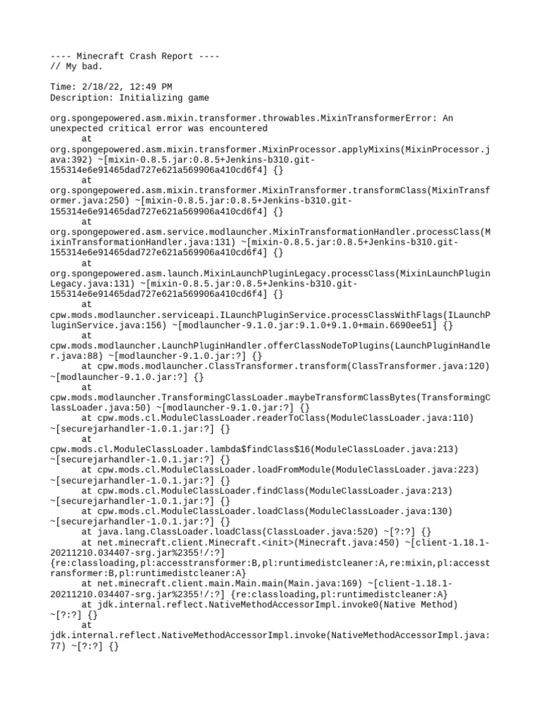 Minecraft Mixin Transformer Error Report | PDF | Computer Libraries ...