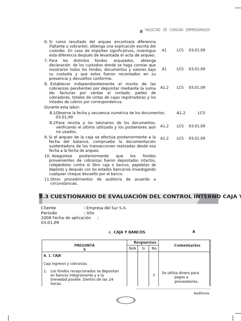 Evaluación de Control Interno | PDF | Bancos | Cheque