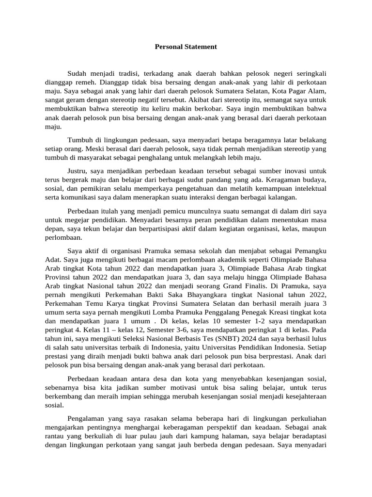 Prestasi Anak Pelosok: Dari Desa ke Kampus | PDF