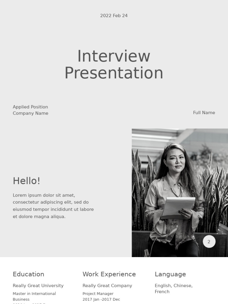 Interview Presentation for Project Manager | PDF