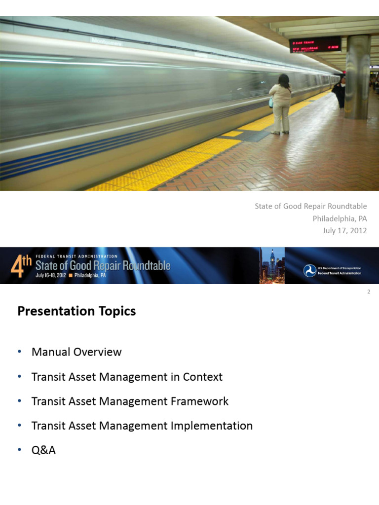 Transit Asset Management Framework Overview | PDF | Life Cycle ...