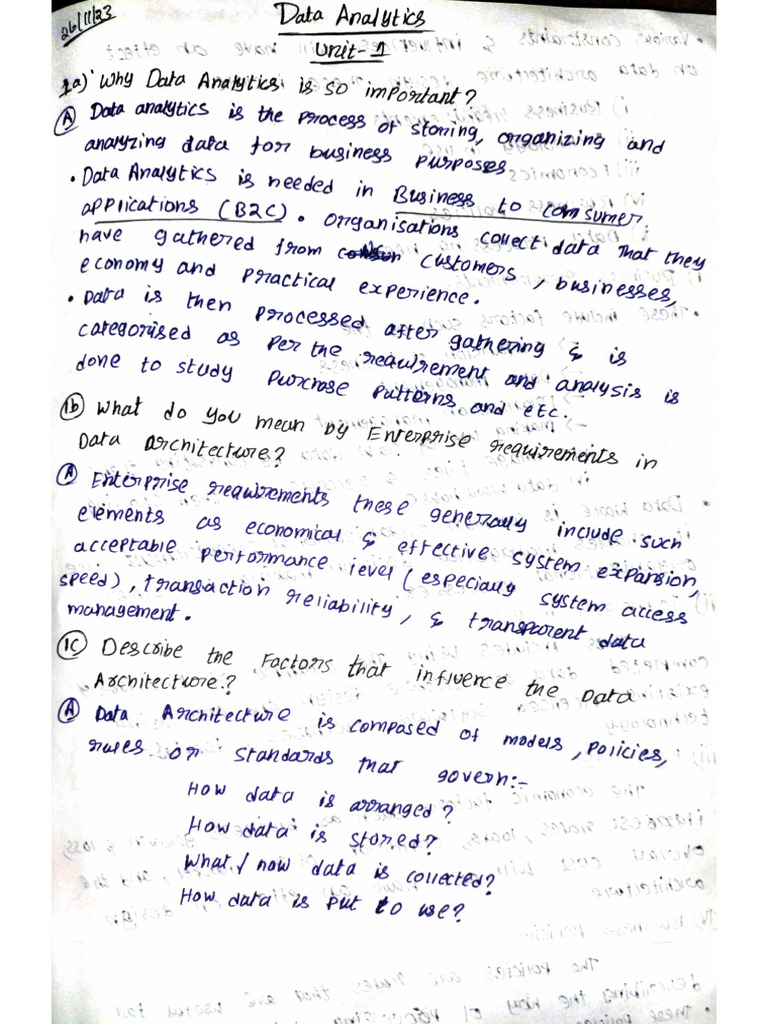 Da Unit 1 Answers | PDF