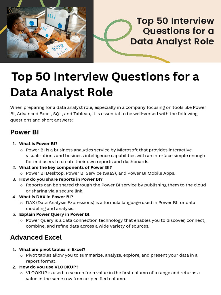 Top 50 Interview Question | PDF | Microsoft Excel | Data Analysis