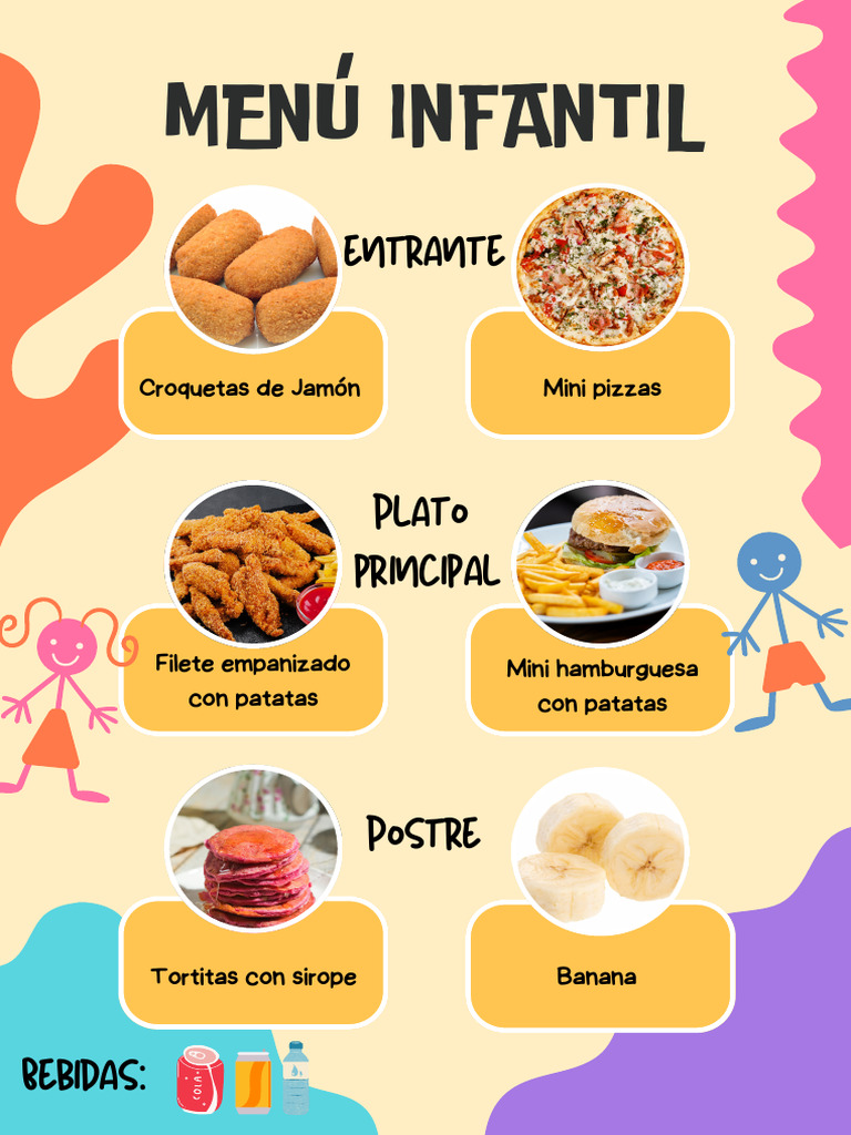 Menú Comida para Niños Ilustrado Amarillo PDF | PDF