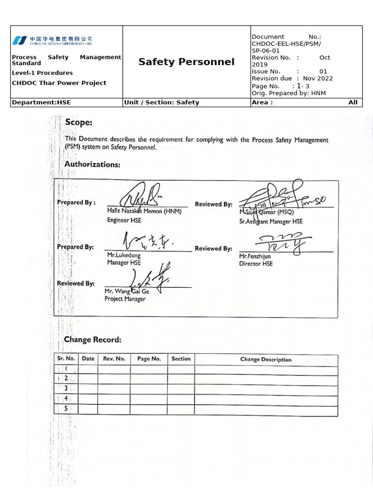 Thar Power Project Safety Procedures | PDF | Workplace | Business