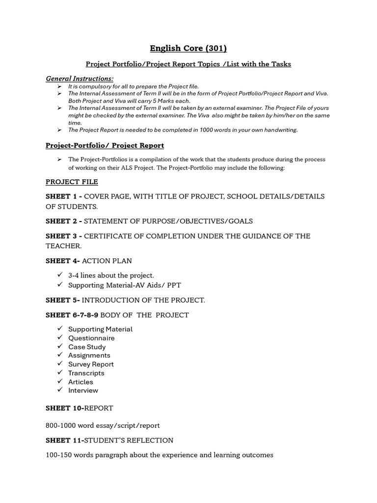 English Project Topics and Guidelines | PDF | Narrative | Essays