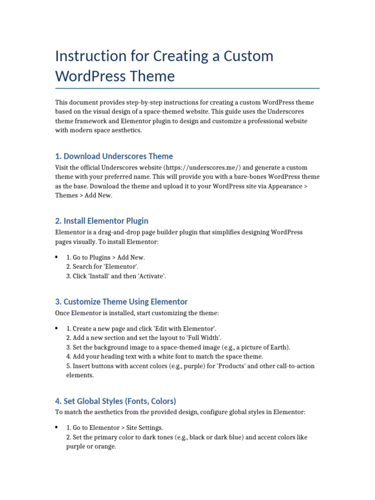 WordPress Custom Theme Guide | PDF | Word Press | Websites