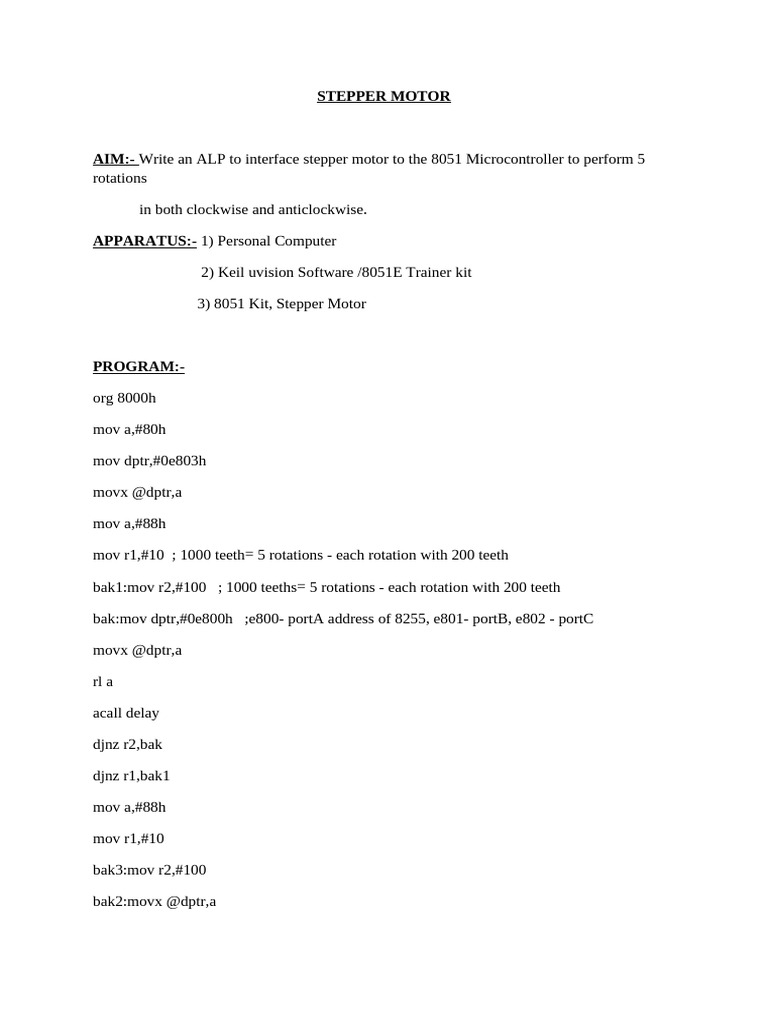 Program 9 - Stepper Motor | PDF | Technology & Engineering