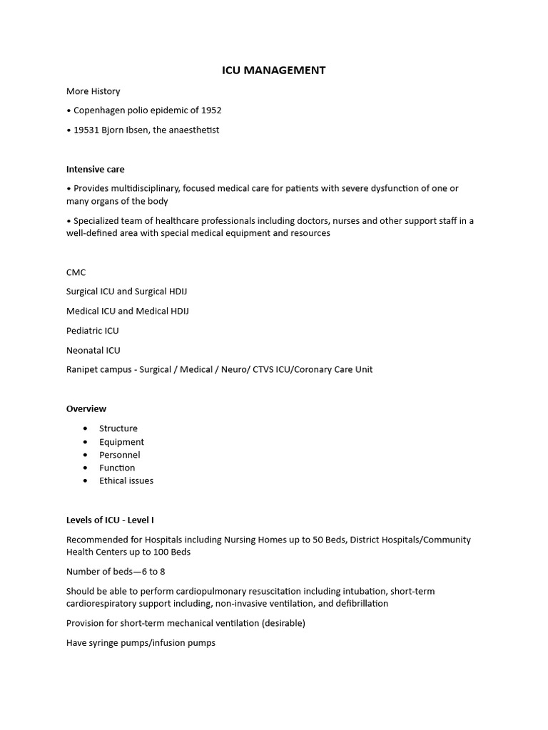 Comprehensive Guide to ICU Management | PDF | Intensive Care Unit ...