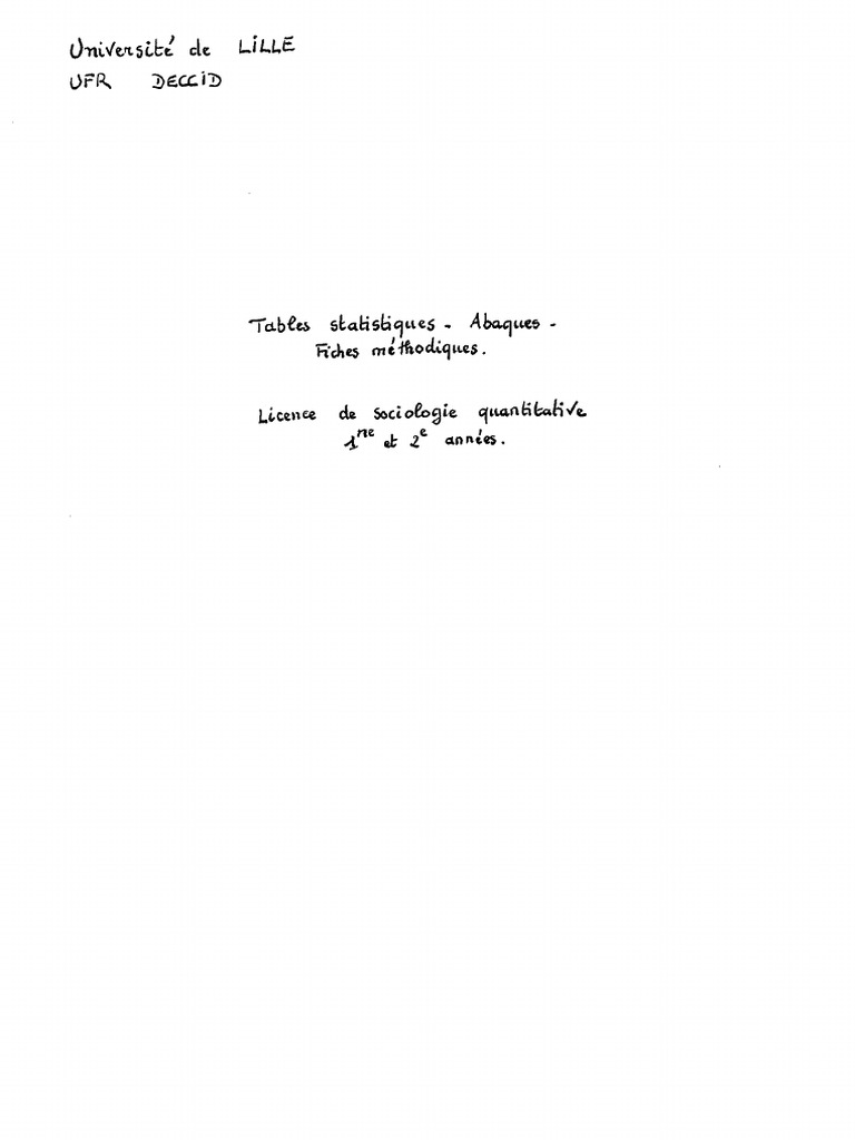 Tables Statistiques Licence Soq | PDF