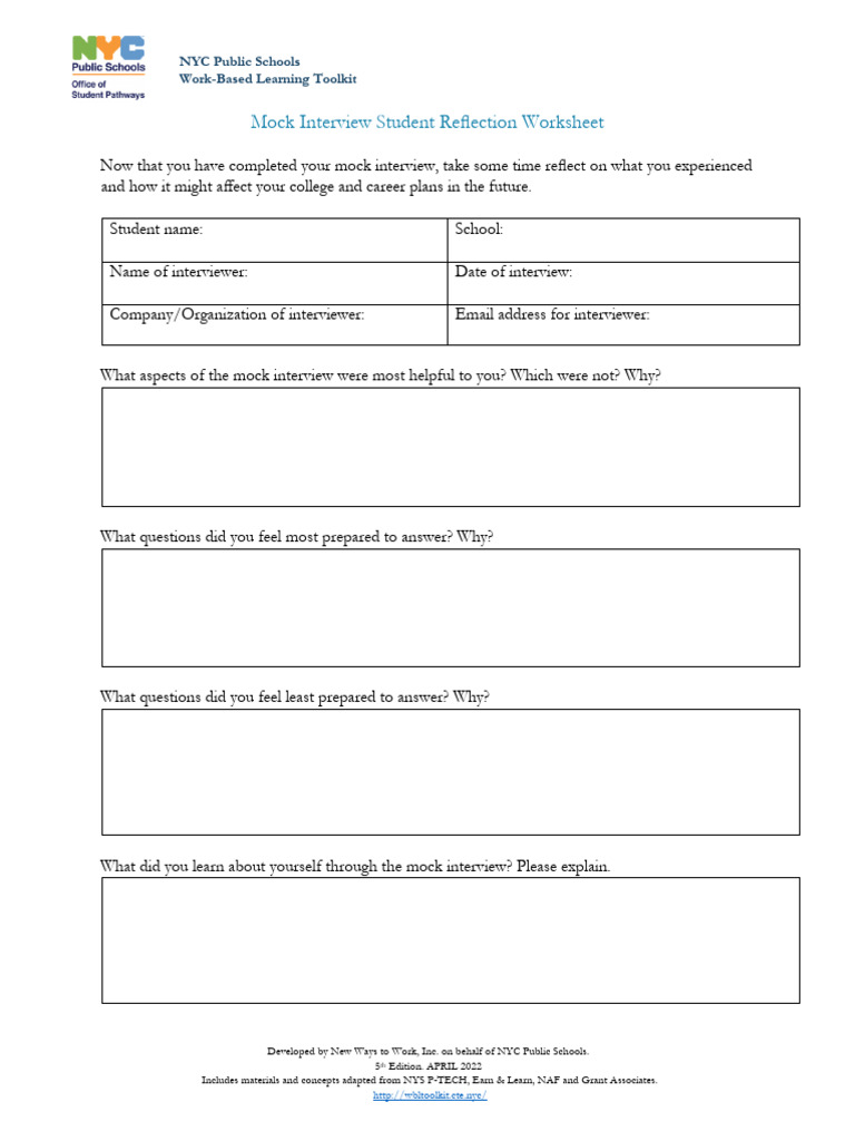 12.3.4 Mock Interview Student Reflection | PDF | Career & Growth | Business