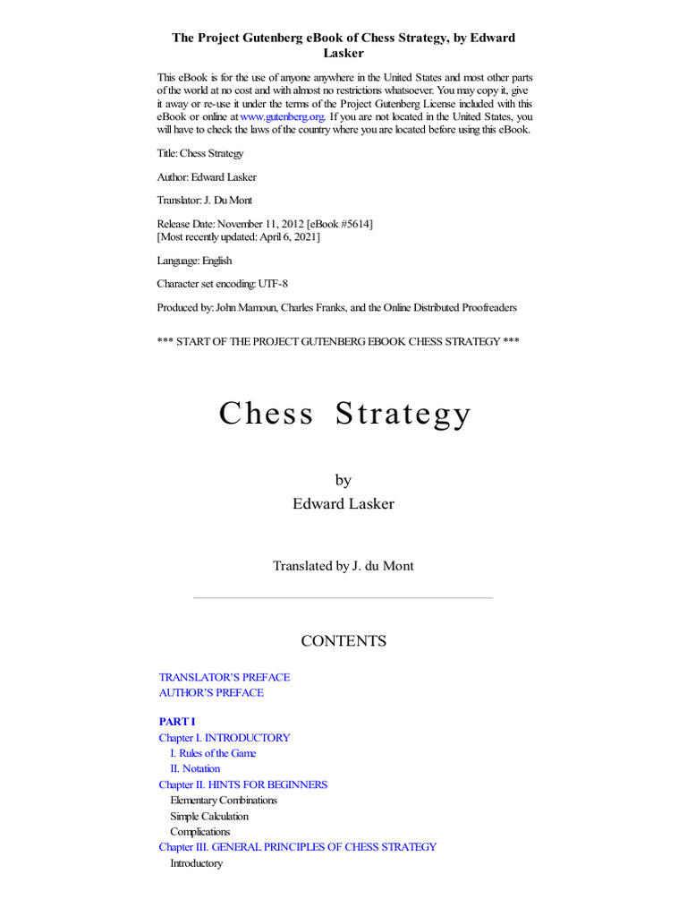 Chess Strategy by Edward Lasker - PDF Room | PDF | Chess Strategy | Chess