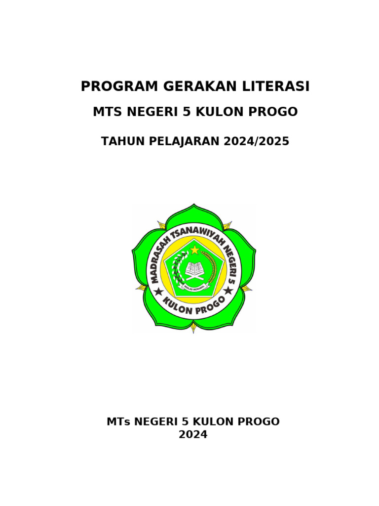 Program Gerakan Literasi Mtsn 5 Kp 2024 Pdf Karier Perkembangan