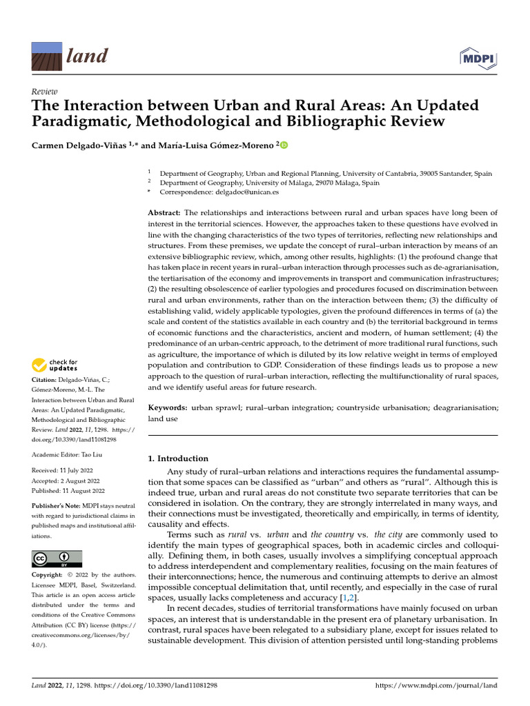 The Interaction Between Urban and Rural Areas An U | PDF | Space | Reality