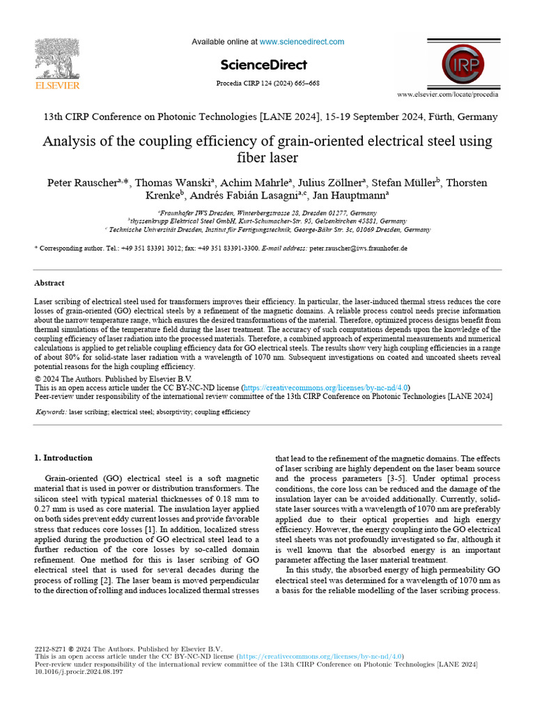 Analysis of The Coupling Efficiency of Grain-Oriented Electrical Steel ...