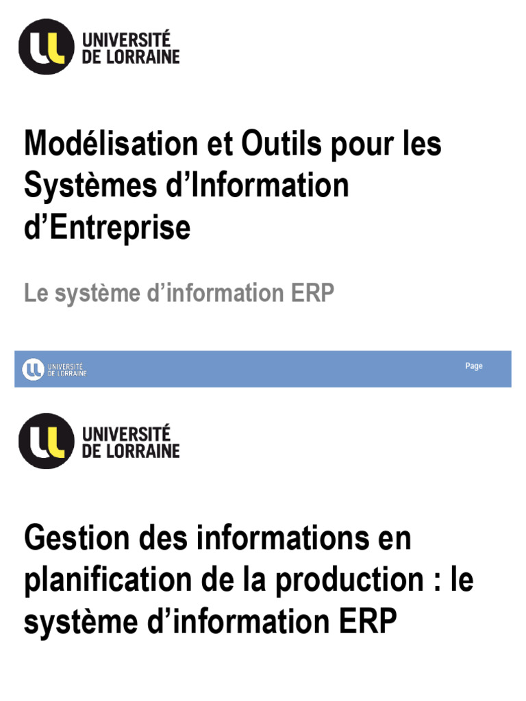 Outils et Modèles pour Systèmes d'Information ERP | PDF | Progiciel de ...