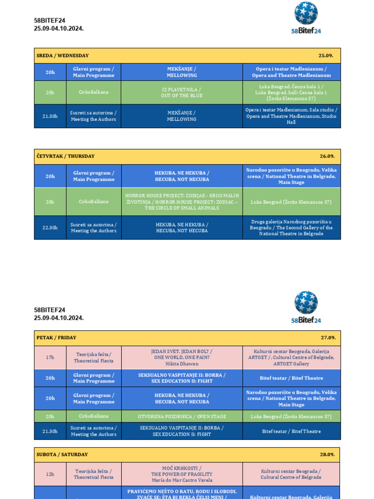 BITEF 2024 Festival Program Guide | PDF