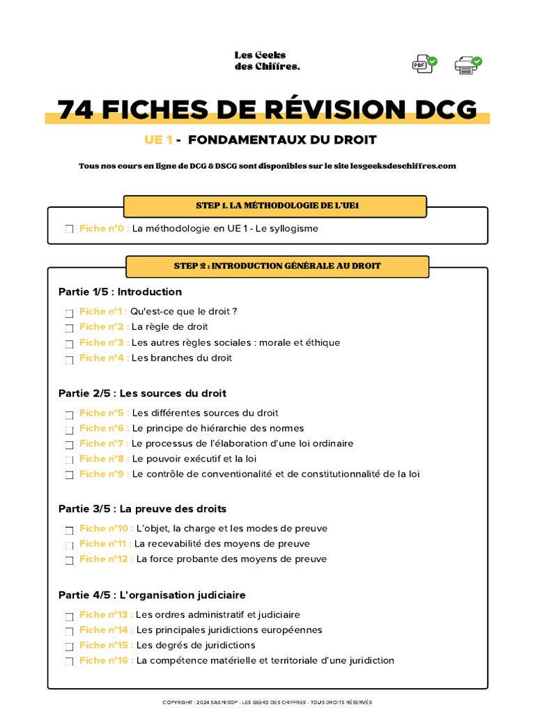 Fiches de révision DCG UE 1 Droit | PDF | Loi | Constitution
