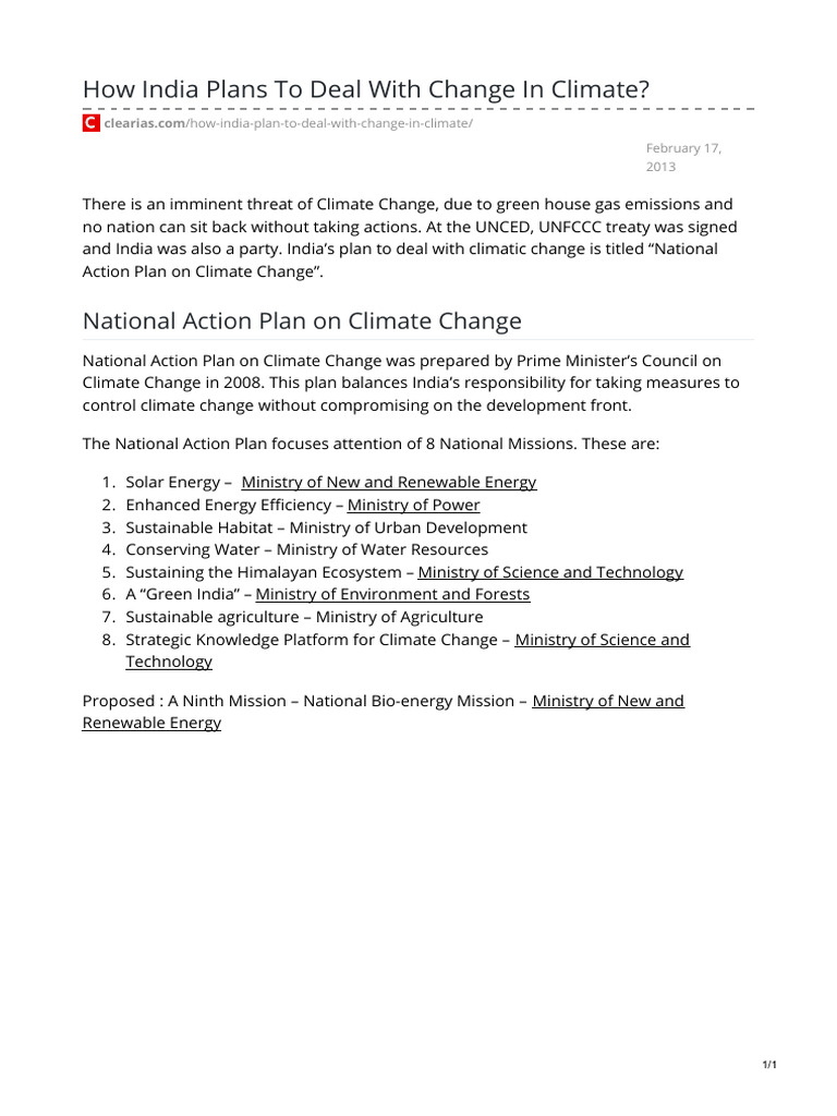 India's National Climate Action Plan | PDF