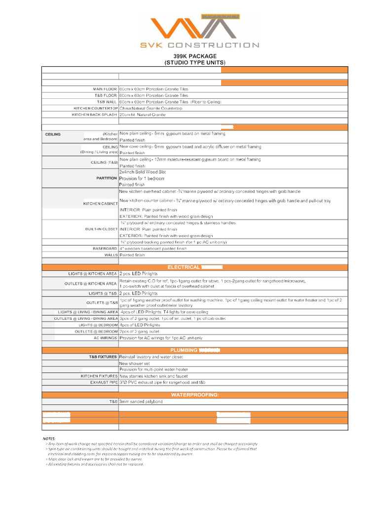 399K Scope of Works | PDF