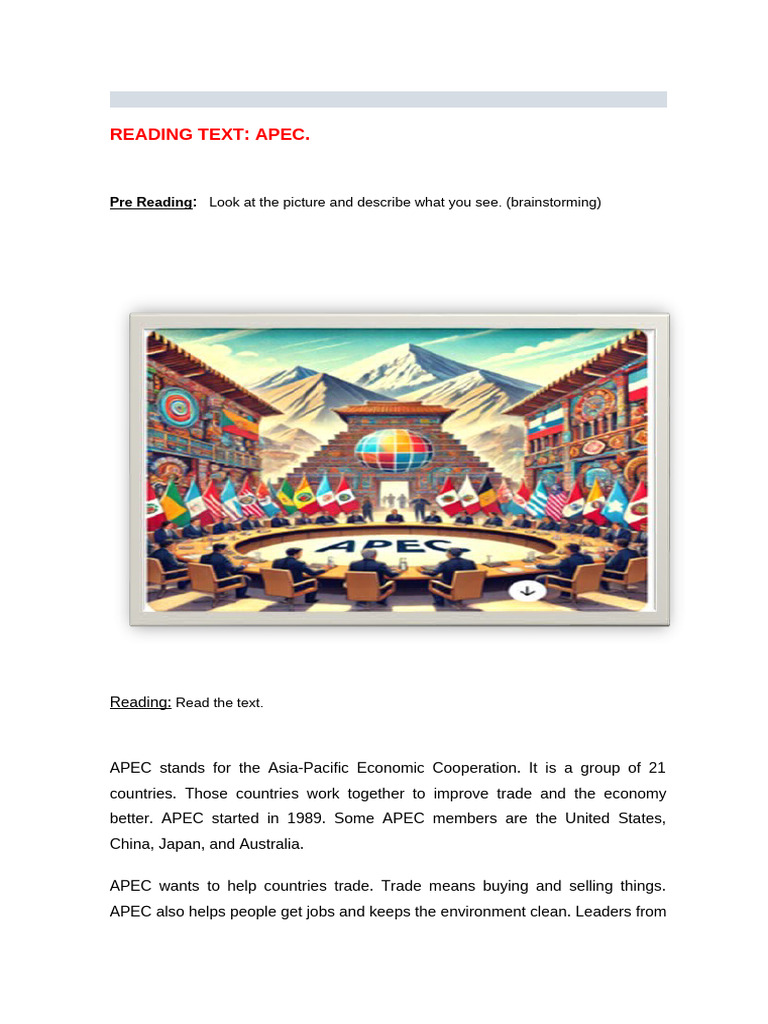 APEC Reading Comprehension | PDF | Asia Pacific Economic Cooperation ...