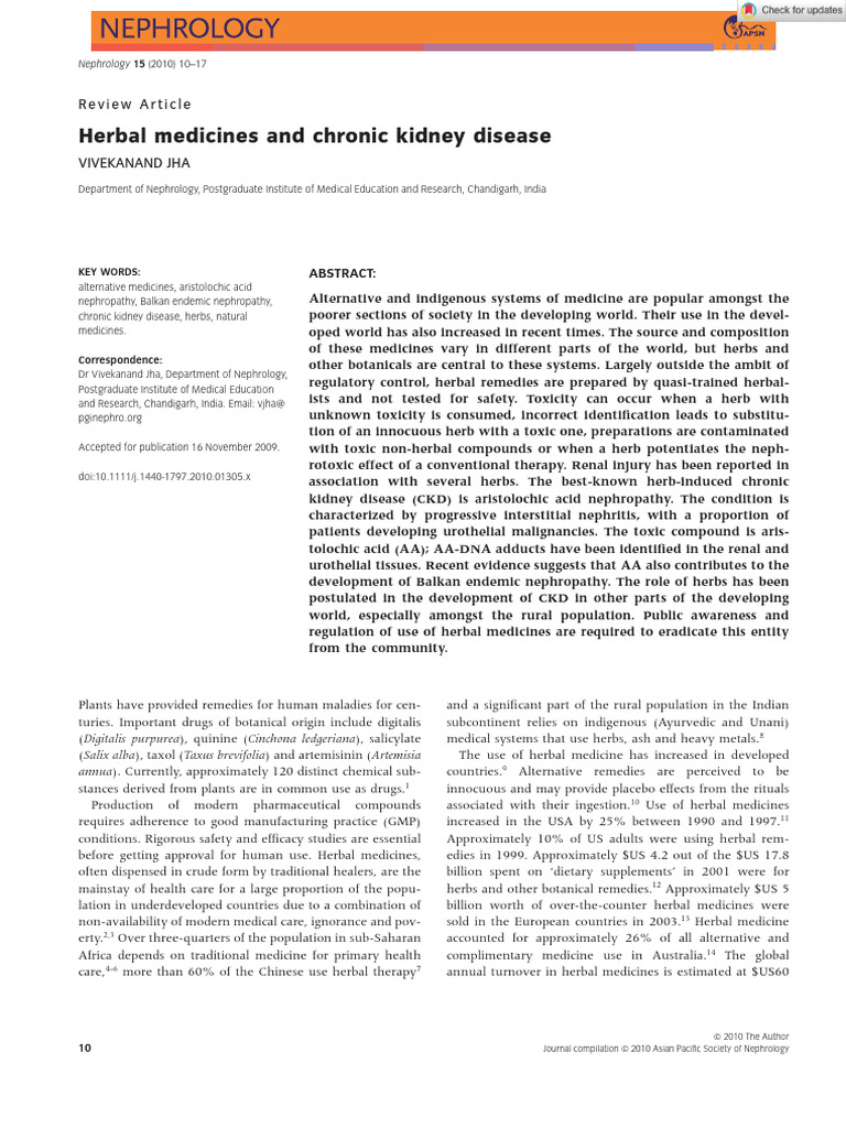 Herbal Medicines and Kidney Disease Risks | PDF | Kidney Disease ...