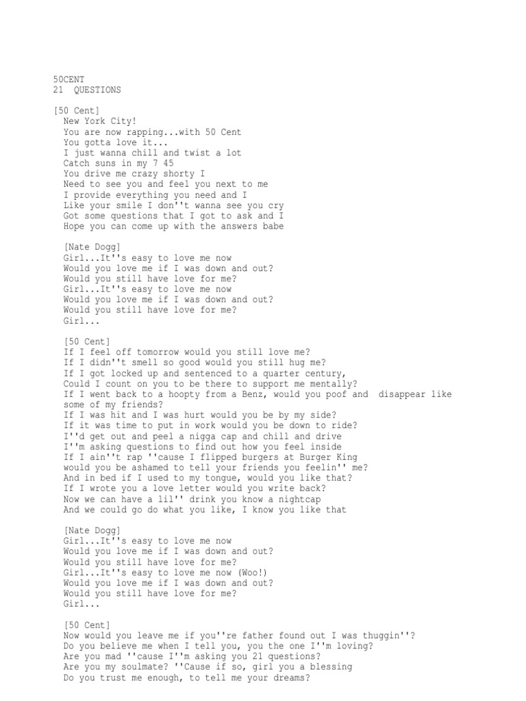 50cent All Songs Lyrics Pdf