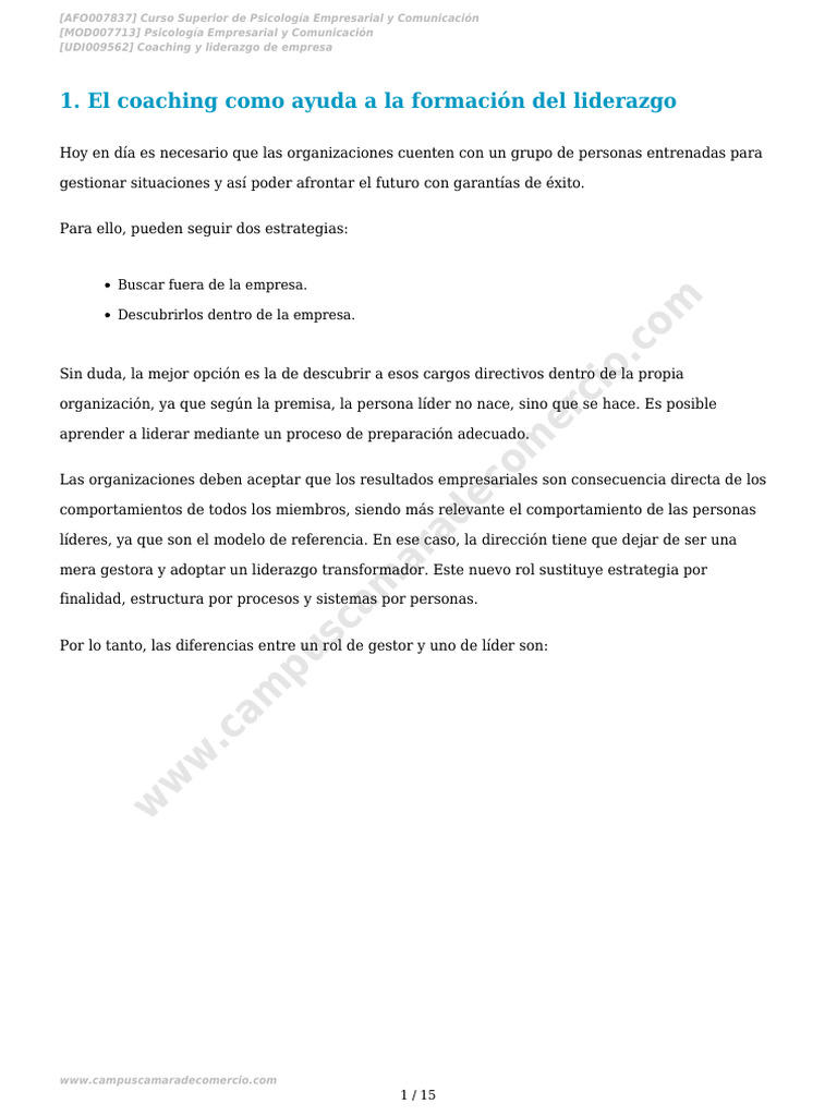 Coaching y Liderazgo en Empresas | PDF | Liderazgo | Aprendizaje