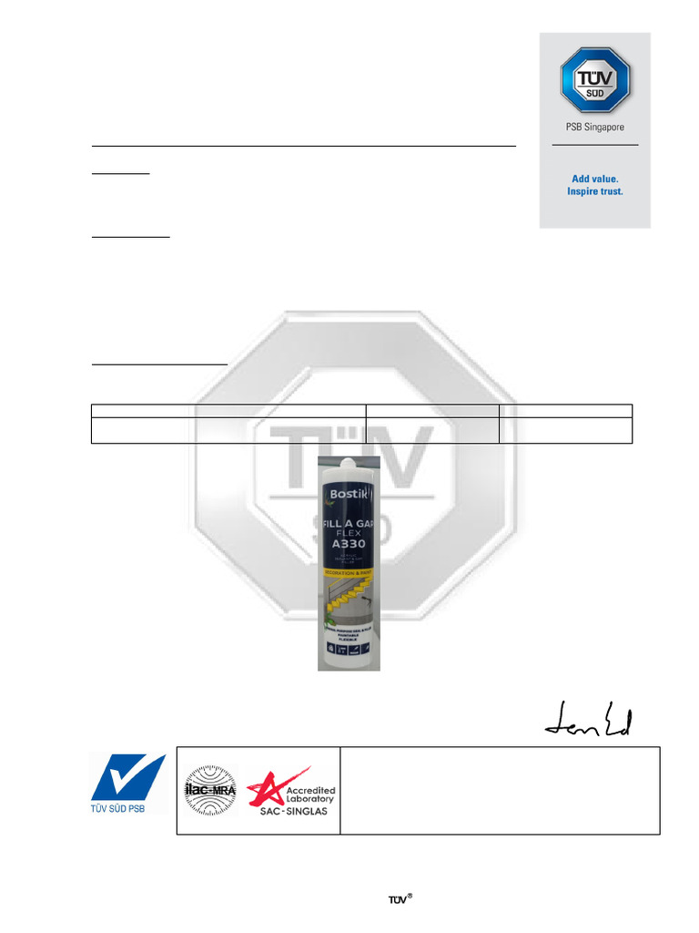 ASTM C719 Test Results for Bostik Sealant | PDF | Ultraviolet | Humidity