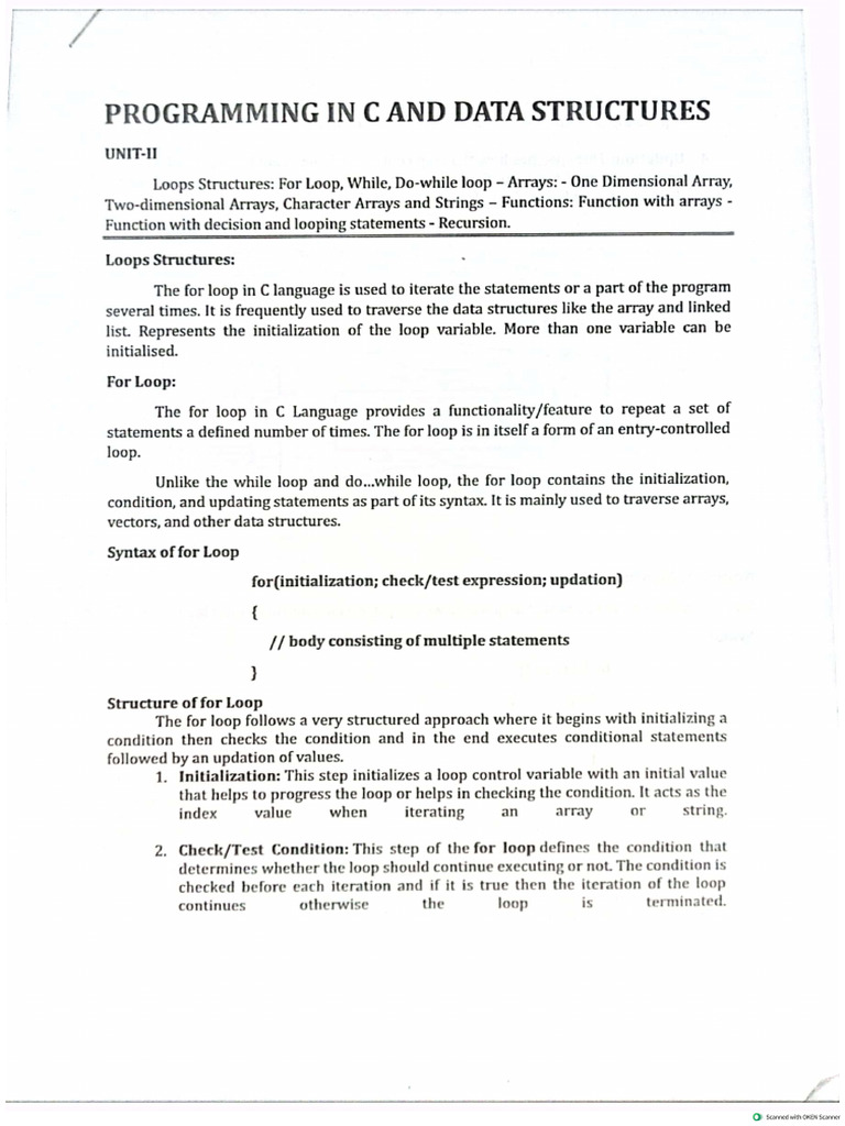 C and Data Structure 2 ND - Unit-1 | PDF