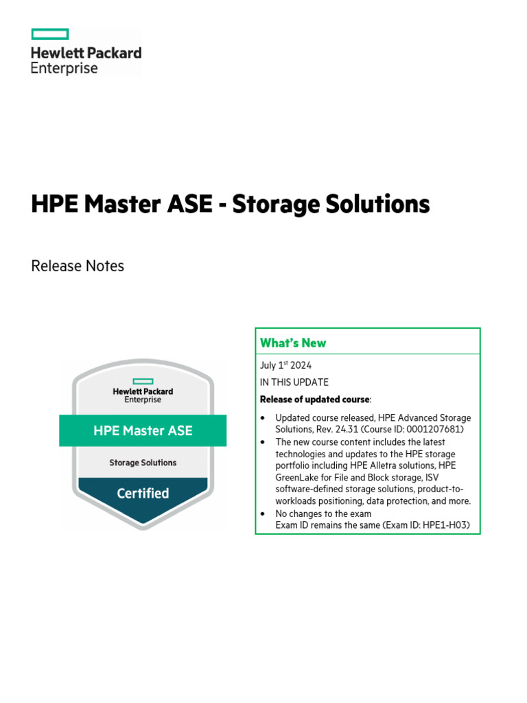 HPE Master ASE Storage Solutions Update | PDF | Backup | Data Management