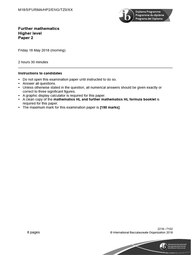 Further Mathematics Paper 2 HL | PDF | Ellipse | Graph Theory