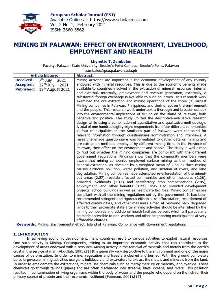 Mining Impact in Palawan: Environment & Health | PDF | Deforestation ...