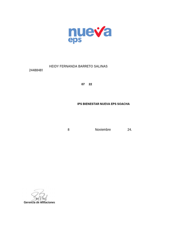 Certificado Nueva EPS | PDF | Finanzas y dinero