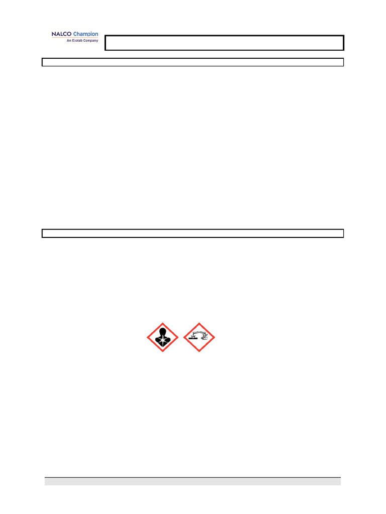 Nalco Ec1021a SDS | PDF | Personal Protective Equipment | Dangerous Goods