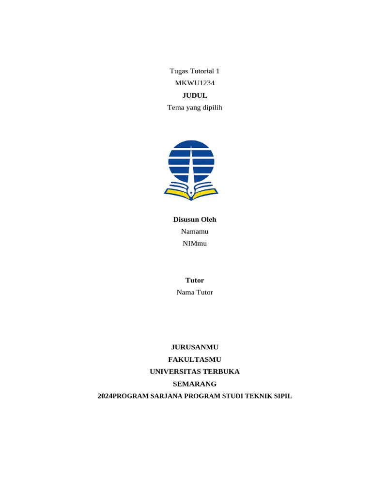 Contoh Cover Tugas Tutorial UT | PDF