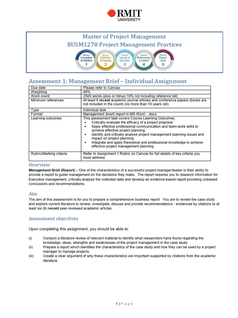 Project Management Report Guidelines | PDF | Rubric (Academic ...