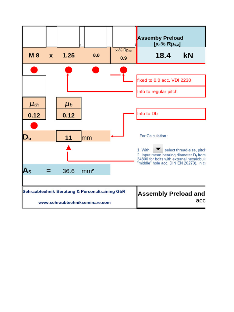 Assembly Preload and Torque Calculations | PDF | Screw | Machining