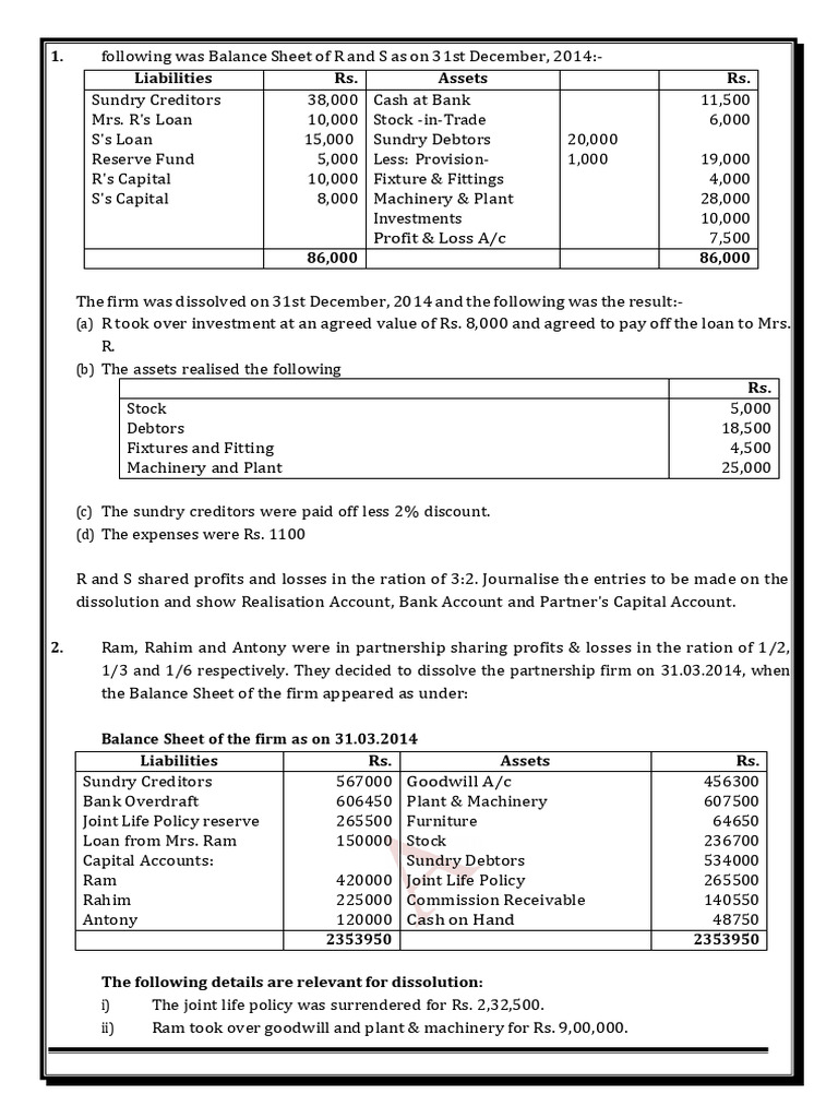Advanced Partnership Accounts | PDF | Balance Sheet | Book Value